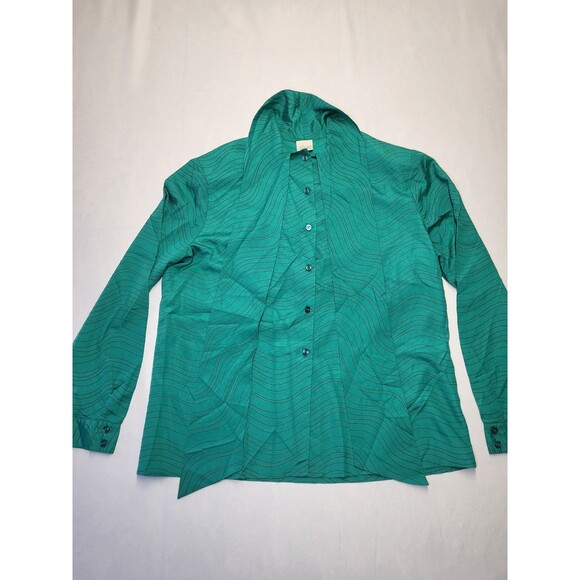 Pykettes Vintage Blouse Womens Large Retro Button Tie Neck long Sleeve Top - Picture 4 of 11